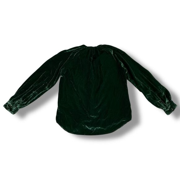 Anthropologie Pilcro Emerald Green Velvet Button Down Shirt Blouse Size Medium - Picture 2 of 8